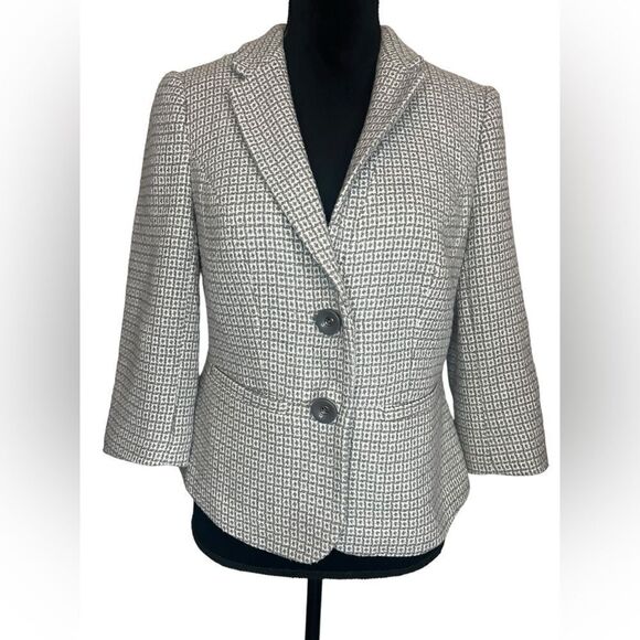 THE LIMITED WOMENS 3/4 SLEEVE BUSINESS BLAZER JACKET GRAY & WHITE SIZE MEDIUM - Picture 6 of 11